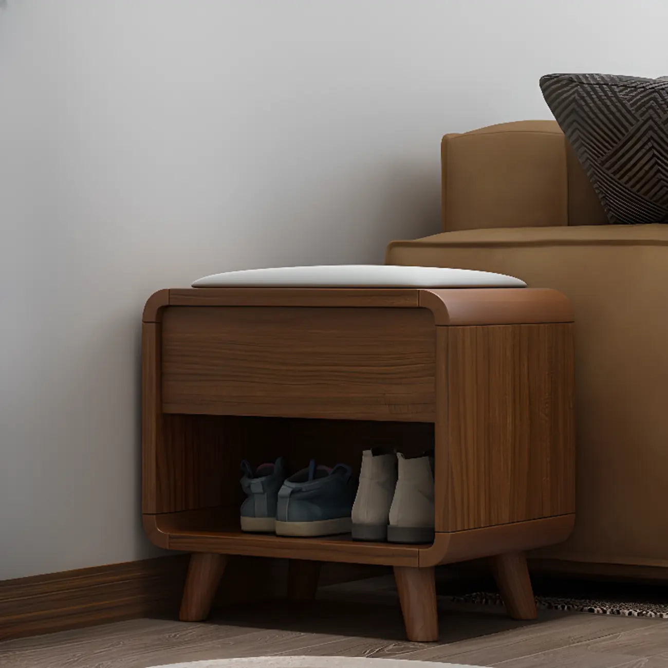 Armoire à chaussures d'entrée traditionnelle en noyer