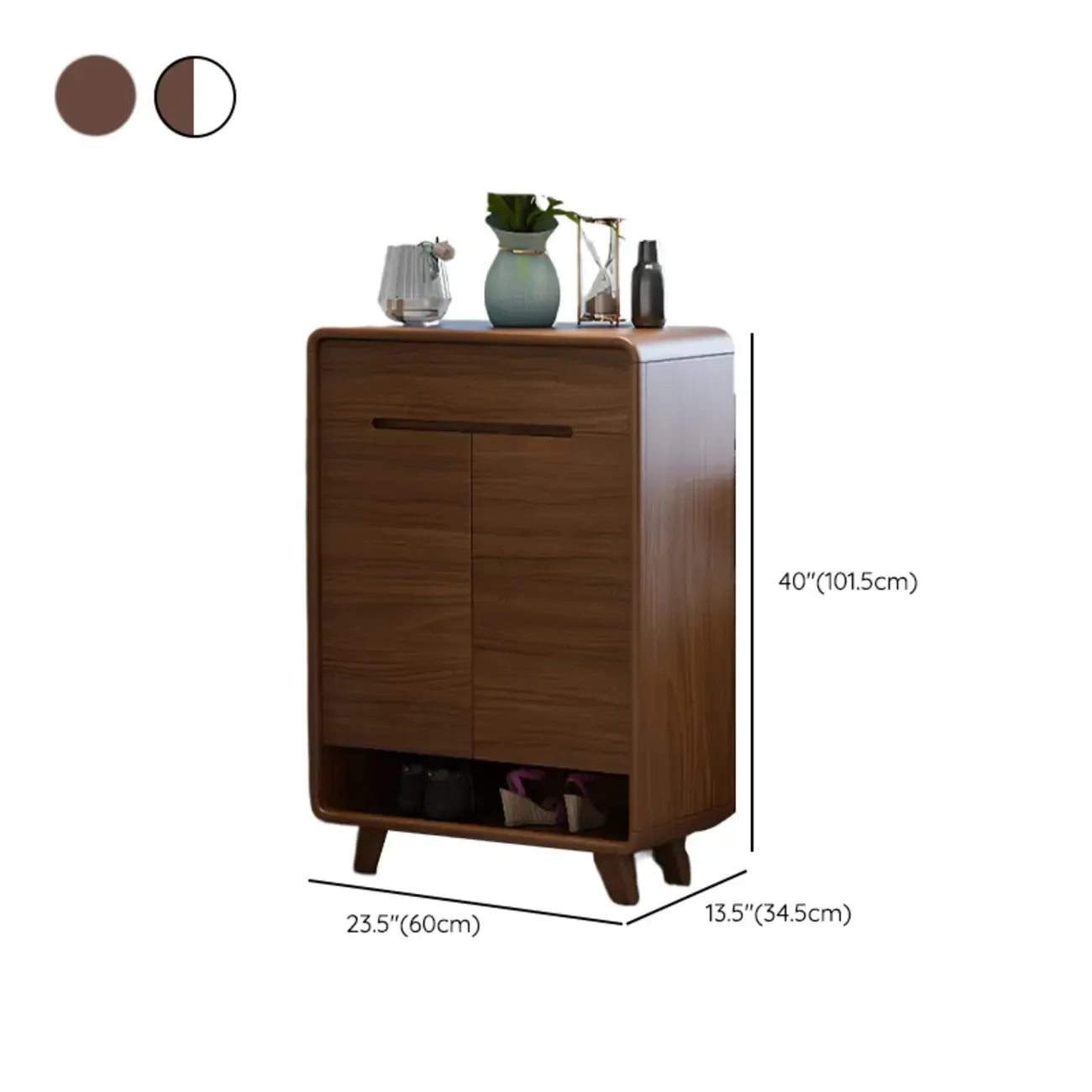 Armoire à chaussures d'entrée traditionnelle en noyer