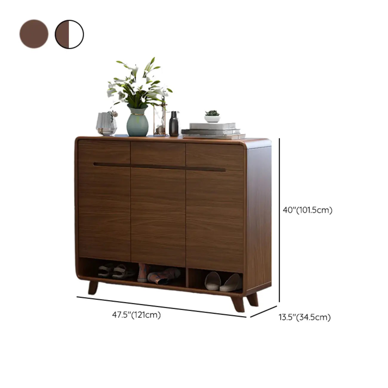 Armoire à chaussures d'entrée traditionnelle en noyer