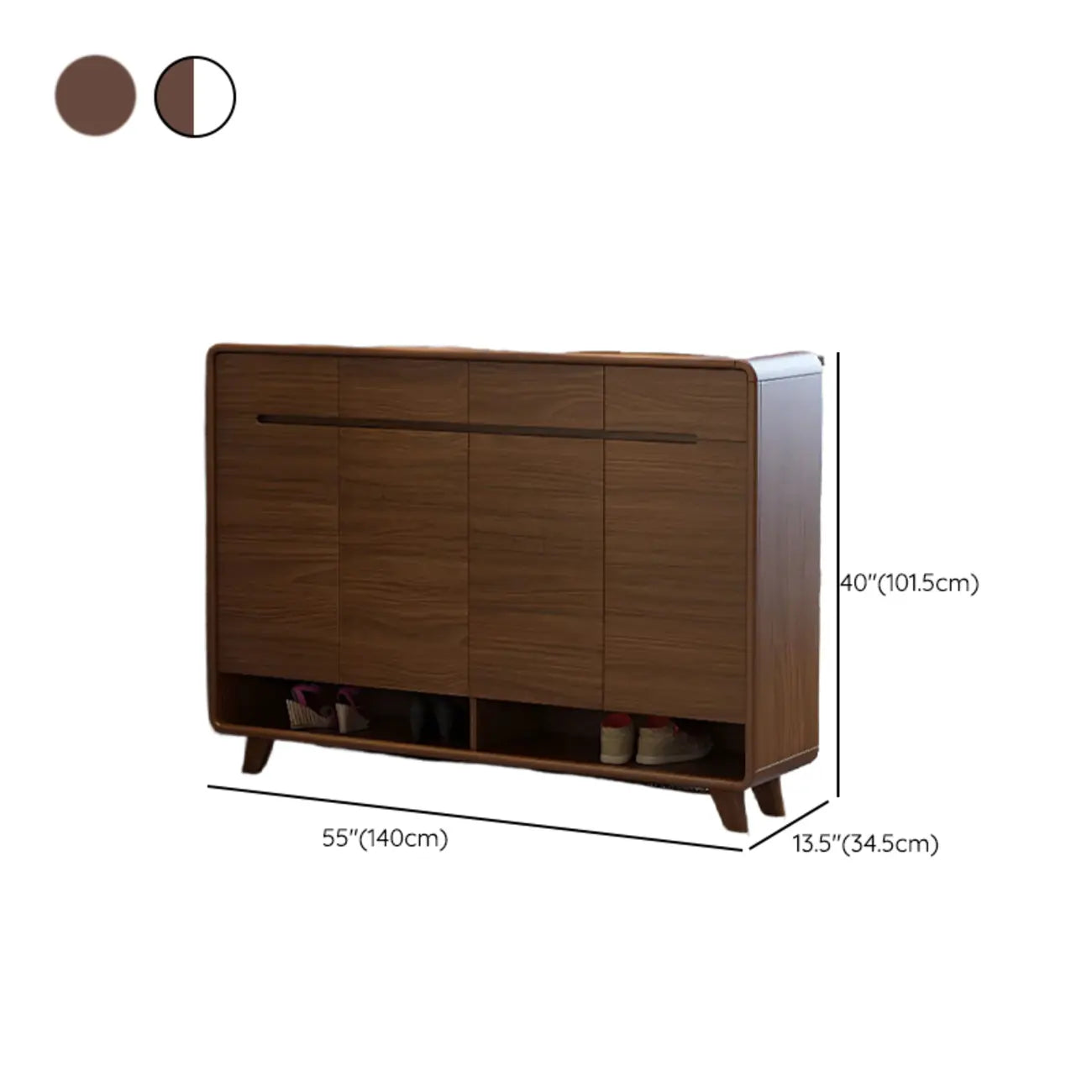 Armoire à chaussures d'entrée traditionnelle en noyer