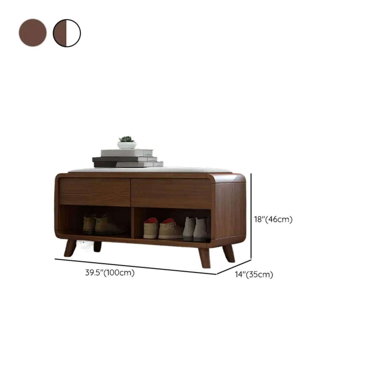 Armoire à chaussures d'entrée traditionnelle en noyer