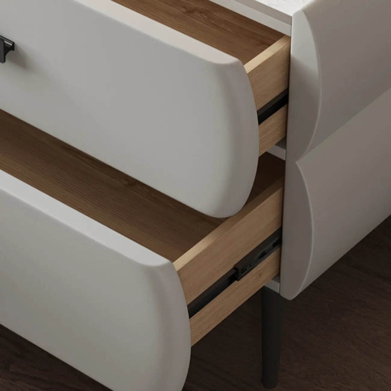 Table de chevet simple à deux tiroirs avec plateau en pierre frittée