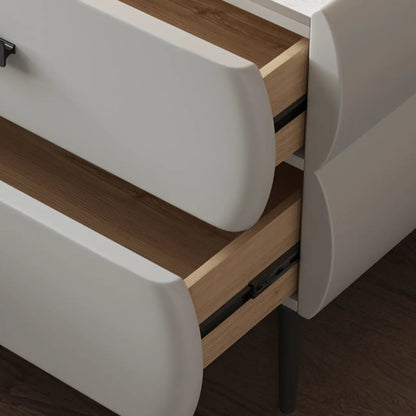 Table de chevet simple à deux tiroirs avec plateau en pierre frittée