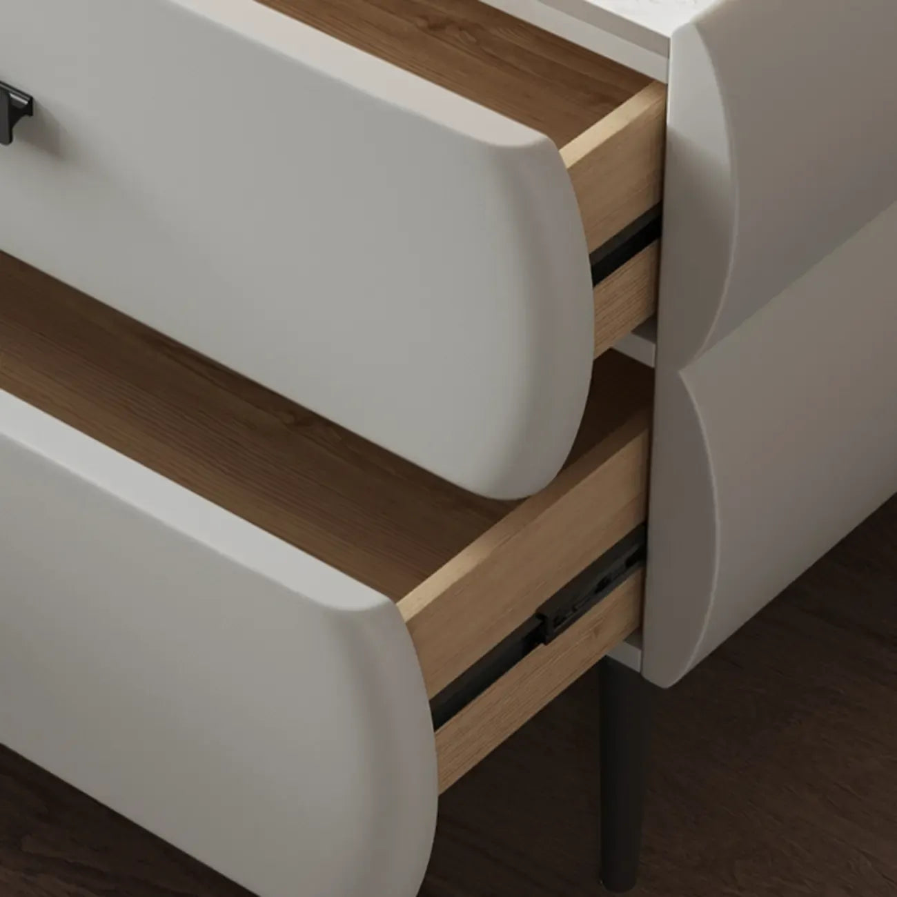 Table de chevet simple à deux tiroirs avec plateau en pierre frittée