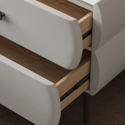 Table de chevet simple à deux tiroirs avec plateau en pierre frittée