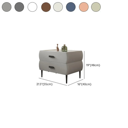 Table de chevet simple à deux tiroirs avec plateau en pierre frittée