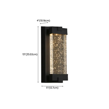 Applique murale extérieure en métal encre avec abat-jour en cristal