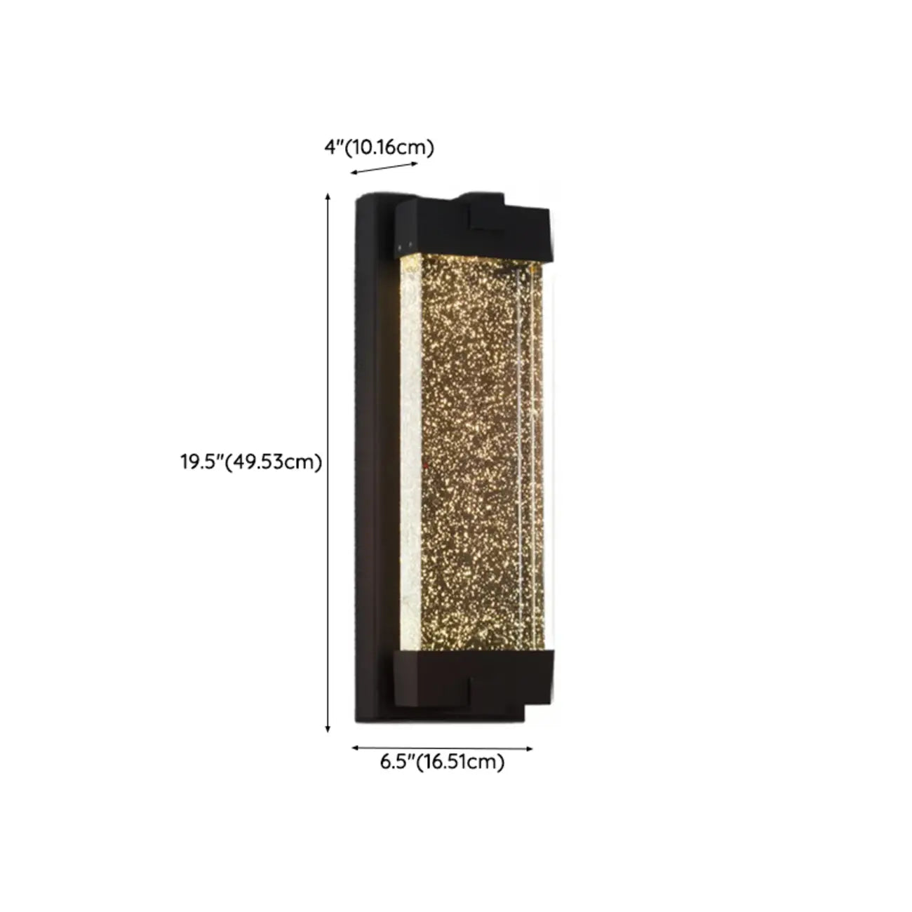 Applique murale extérieure en métal encre avec abat-jour en cristal