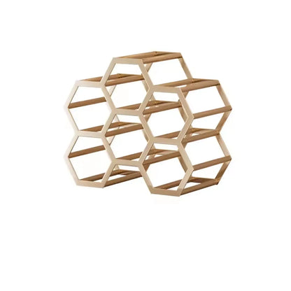 Porte-bouteilles hexagonal en métal autoportant, à poser sur une table.
