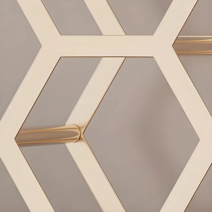 Porte-bouteilles hexagonal en métal autoportant, à poser sur une table.