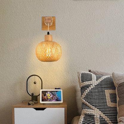 Applique murale orientale en rotin au charme rustique pour chambre à coucher