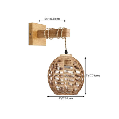 Applique murale orientale en rotin au charme rustique pour chambre à coucher