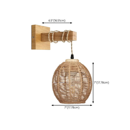 Applique murale orientale en rotin au charme rustique pour chambre à coucher