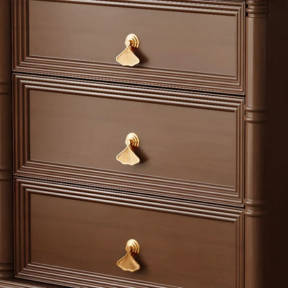 Table de chevet traditionnelle rectangulaire en bois massif noir à 3 tiroirs