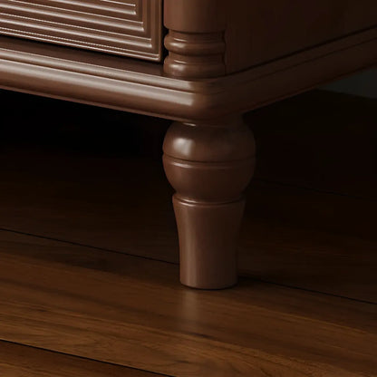 Table de chevet traditionnelle rectangulaire en bois massif noir à 3 tiroirs