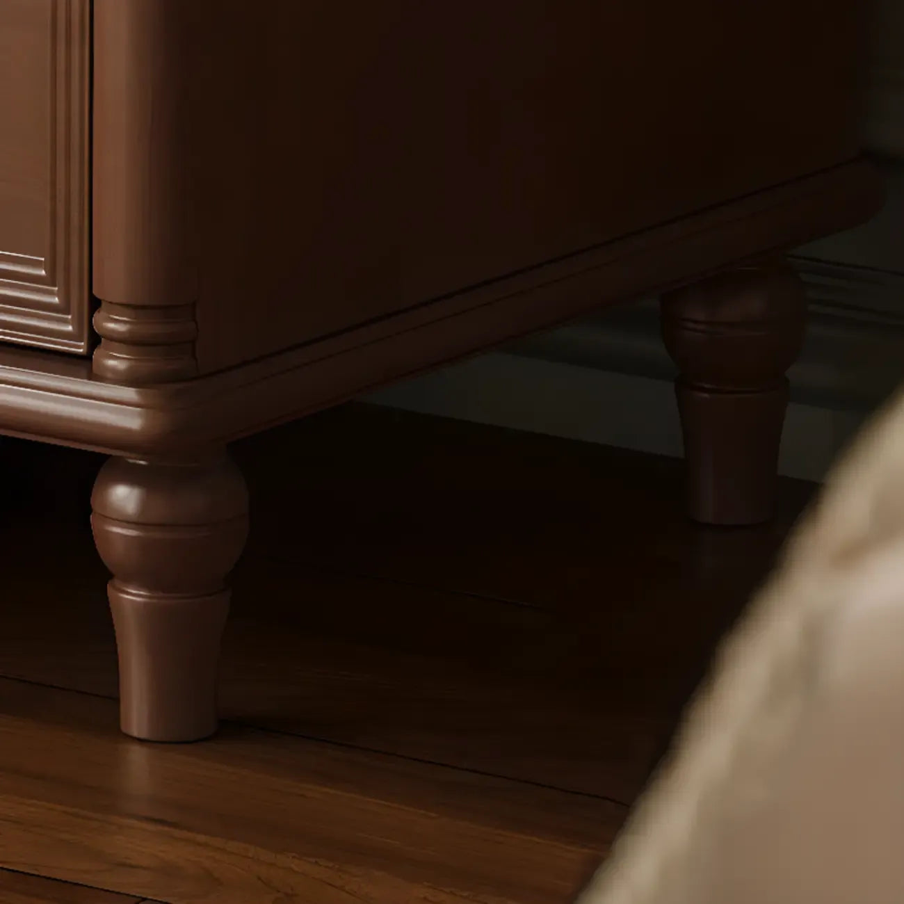 Table de chevet traditionnelle rectangulaire en bois massif noir à 3 tiroirs