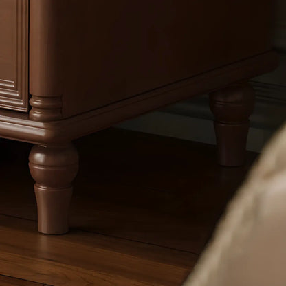 Table de chevet traditionnelle rectangulaire en bois massif noir à 3 tiroirs