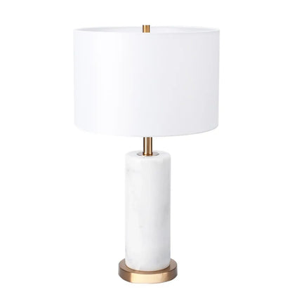 Lampe de table moderne en pierre avec abat-jour en tissu, compatible LED