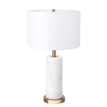 Lampe de table moderne en pierre avec abat-jour en tissu, compatible LED