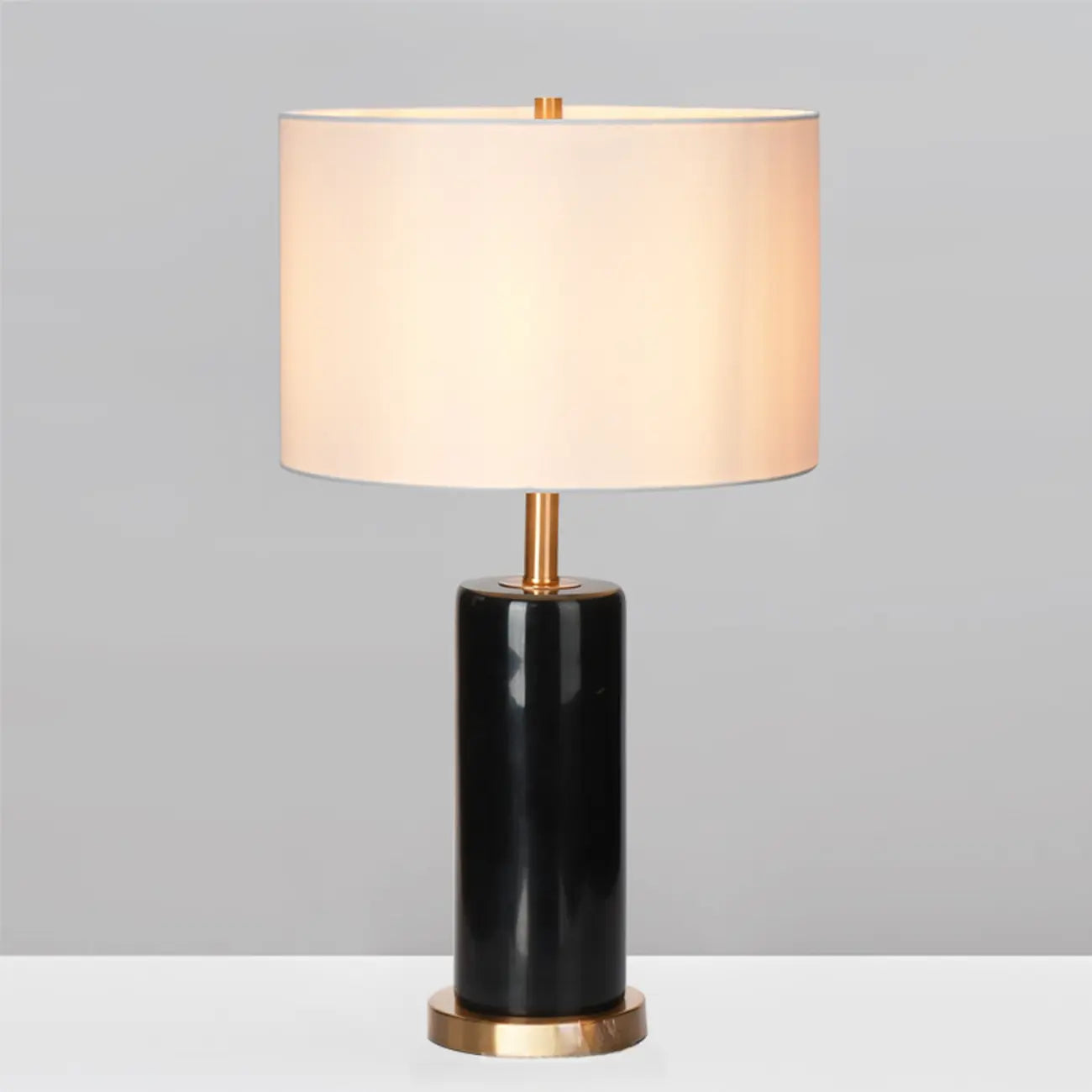 Lampe de table moderne en pierre avec abat-jour en tissu, compatible LED