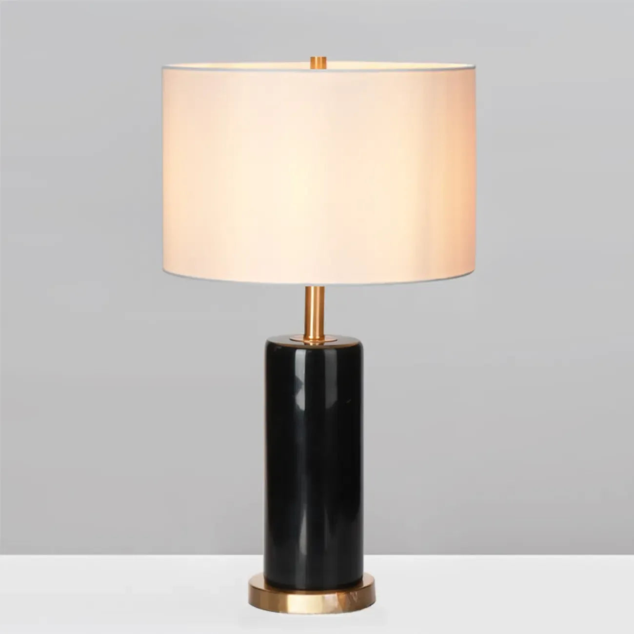 Lampe de table moderne en pierre avec abat-jour en tissu, compatible LED