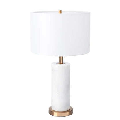 Lampe de table moderne en pierre avec abat-jour en tissu, compatible LED