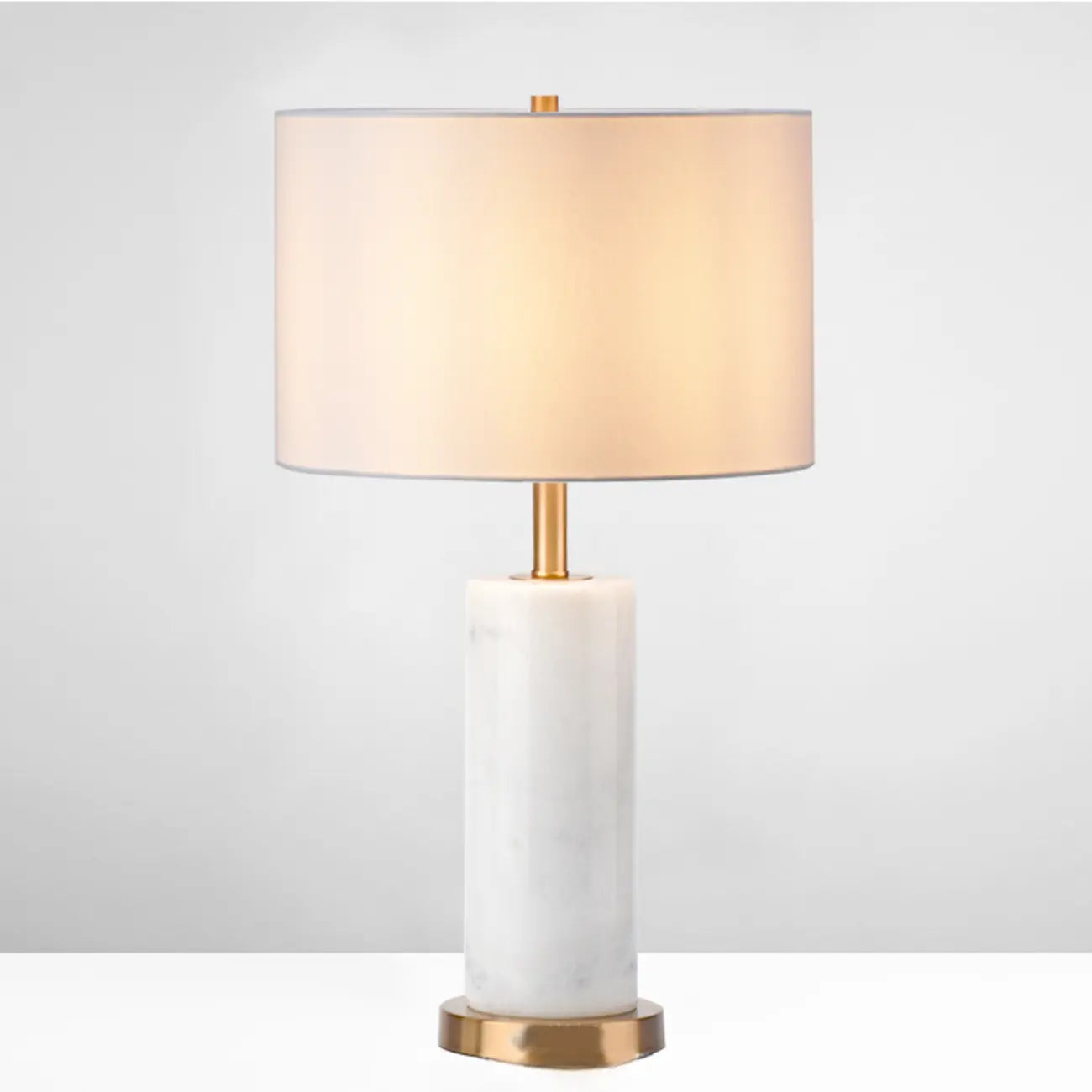 Lampe de table moderne en pierre avec abat-jour en tissu, compatible LED