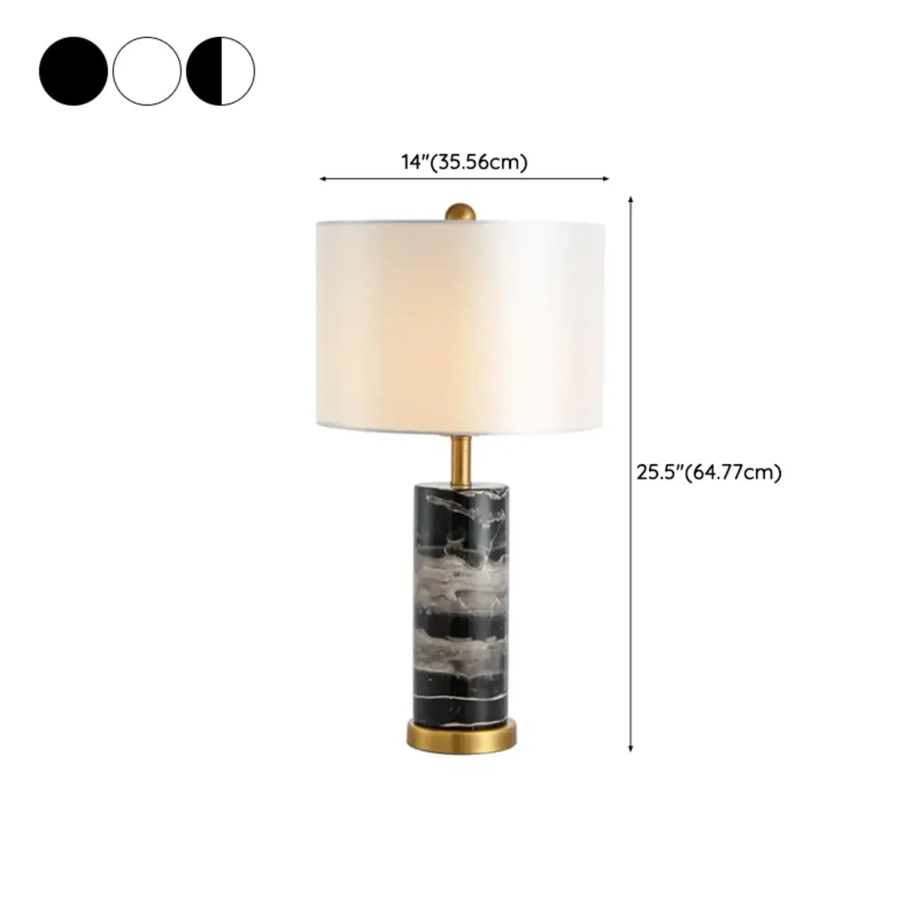 Lampe de table moderne en pierre avec abat-jour en tissu, compatible LED