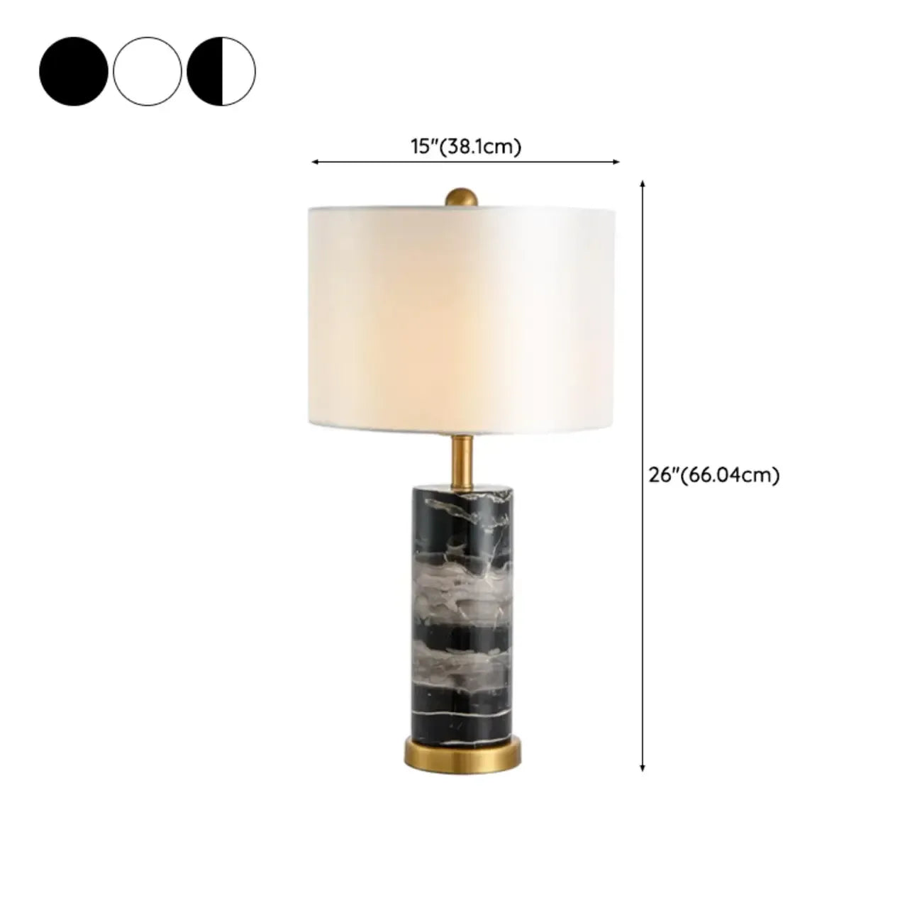 Lampe de table moderne en pierre avec abat-jour en tissu, compatible LED