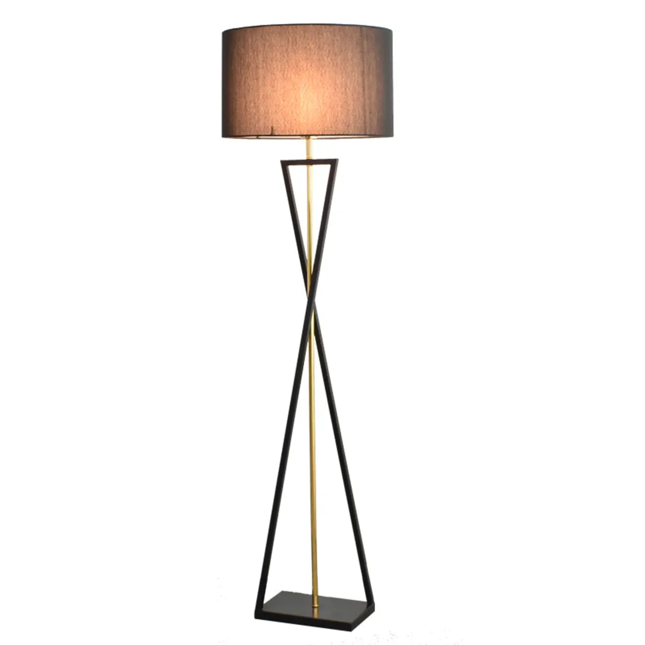 Lampadaire moderne en métal noir avec abat-jour cylindrique