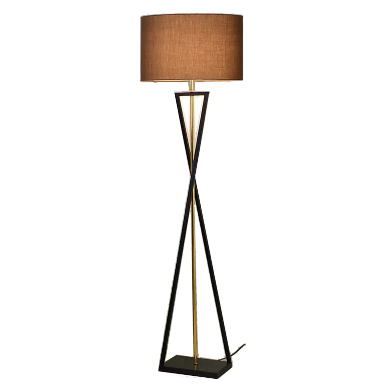 Lampadaire moderne en métal noir avec abat-jour cylindrique