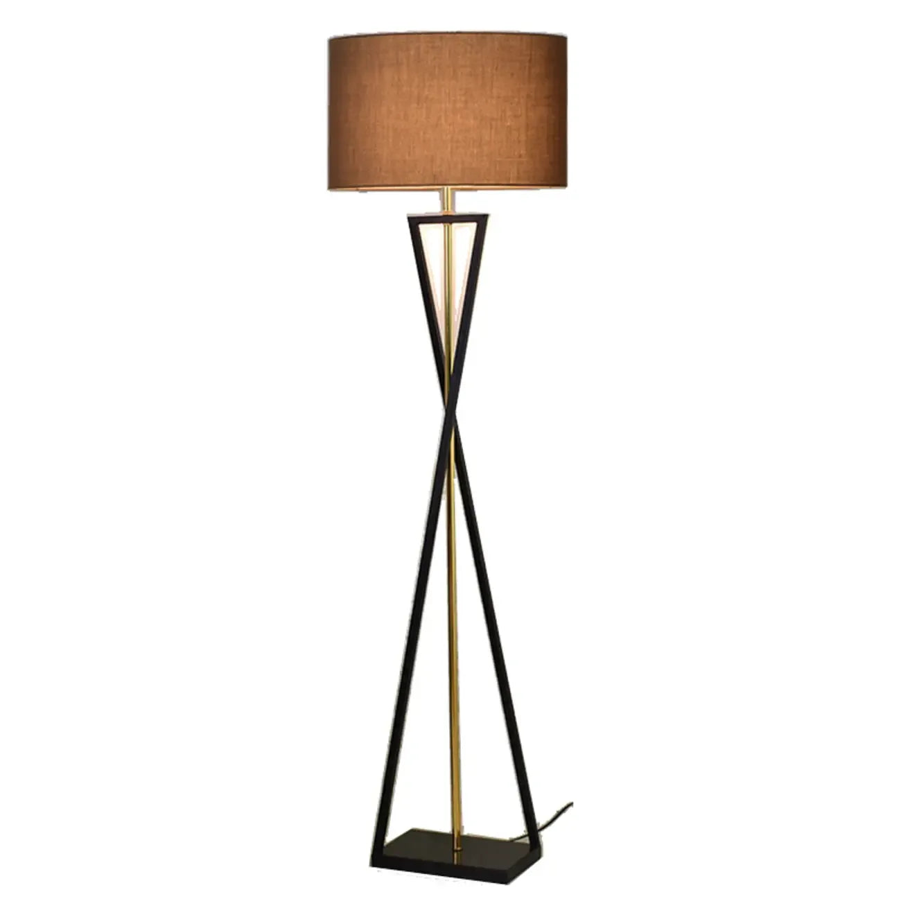 Lampadaire moderne en métal noir avec abat-jour cylindrique