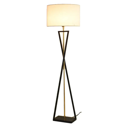 Lampadaire moderne en métal noir avec abat-jour cylindrique