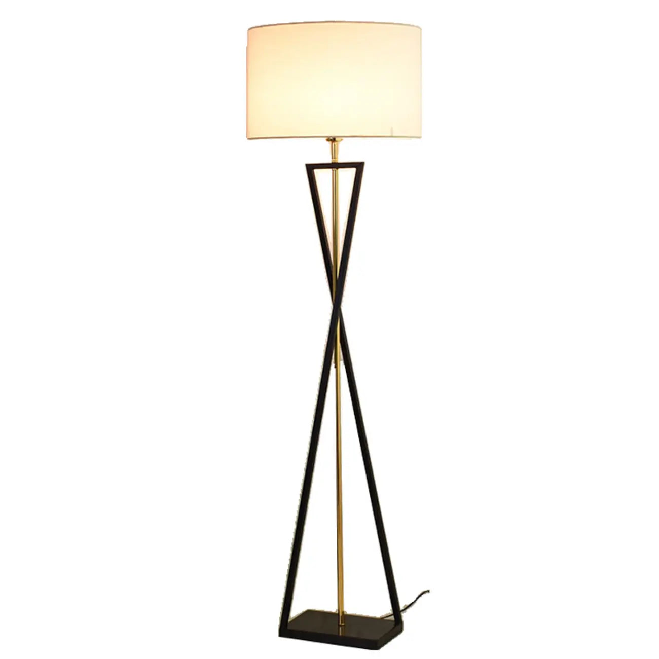 Lampadaire moderne en métal noir avec abat-jour cylindrique