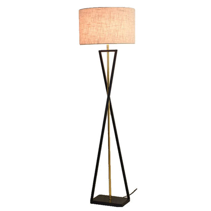 Lampadaire moderne en métal noir avec abat-jour cylindrique
