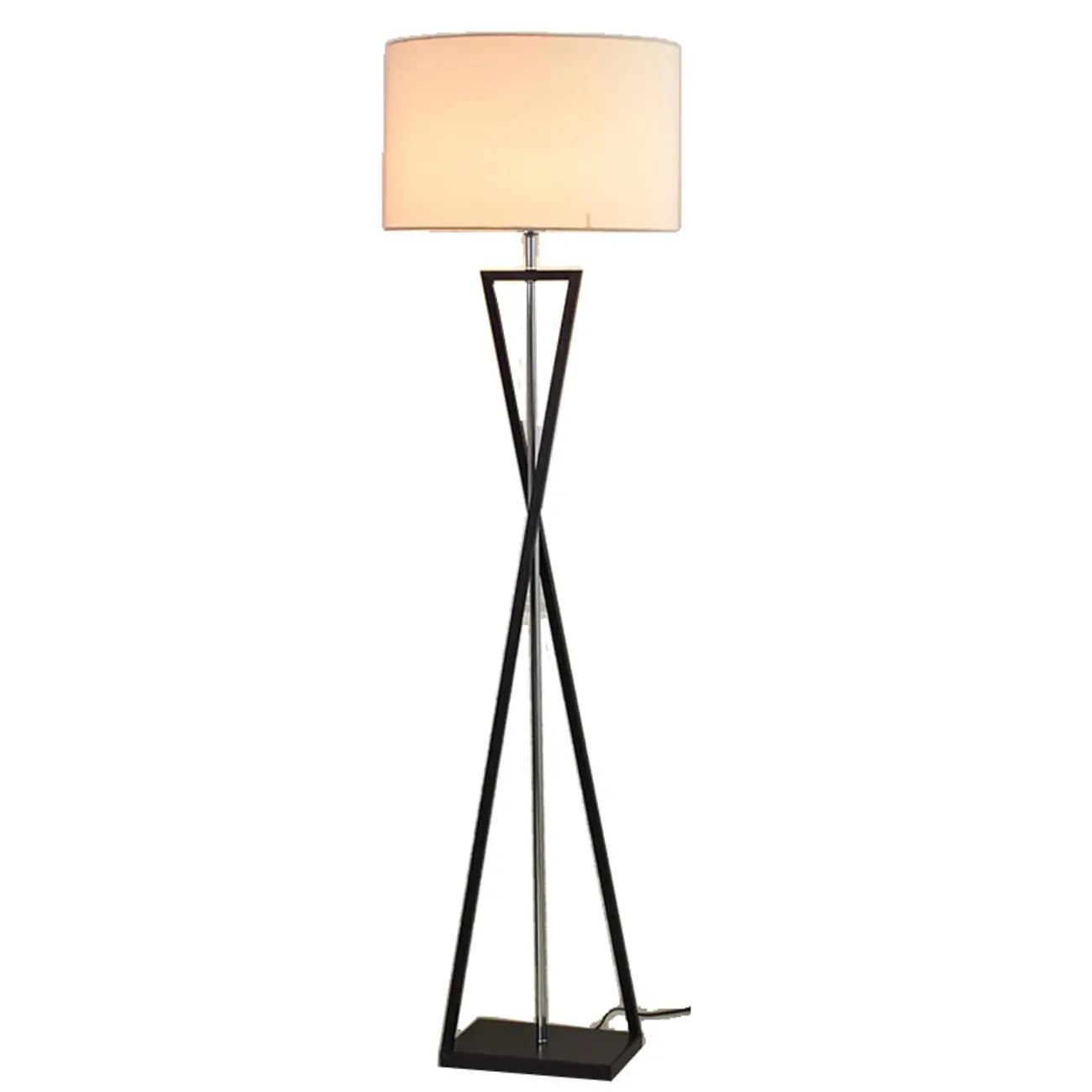 Lampadaire moderne en métal noir avec abat-jour cylindrique