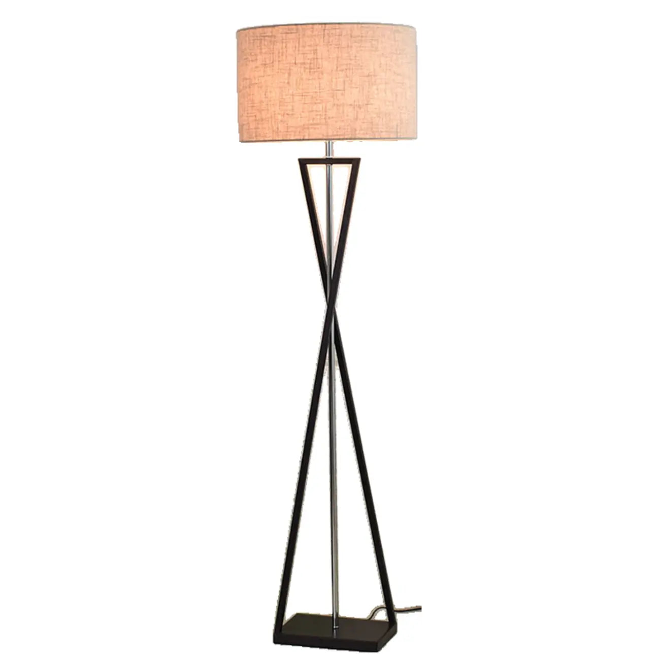 Lampadaire moderne en métal noir avec abat-jour cylindrique