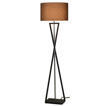 Lampadaire moderne en métal noir avec abat-jour cylindrique