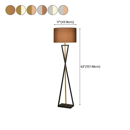 Lampadaire moderne en métal noir avec abat-jour cylindrique