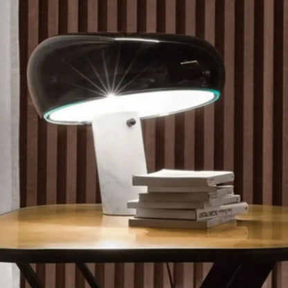 Lampe de table LED moderne géométrique en pierre et fer, noire