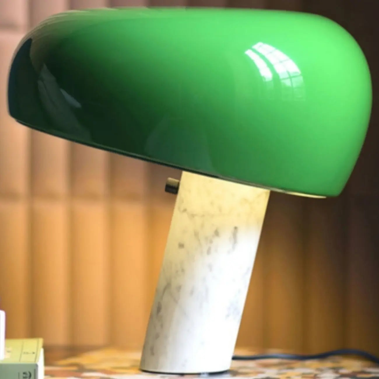 Lampe de table LED moderne géométrique en pierre et fer, noire