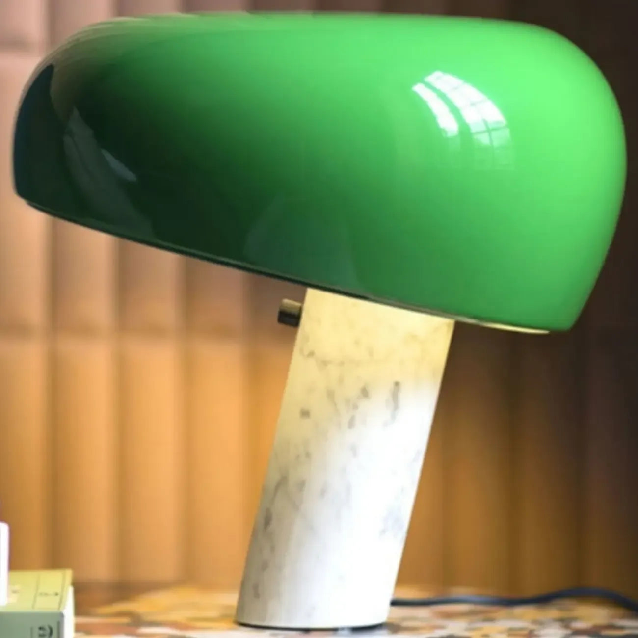 Lampe de table LED moderne géométrique en pierre et fer, noire