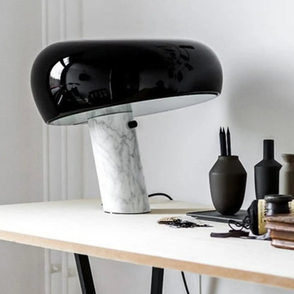 Lampe de table LED moderne géométrique en pierre et fer, noire
