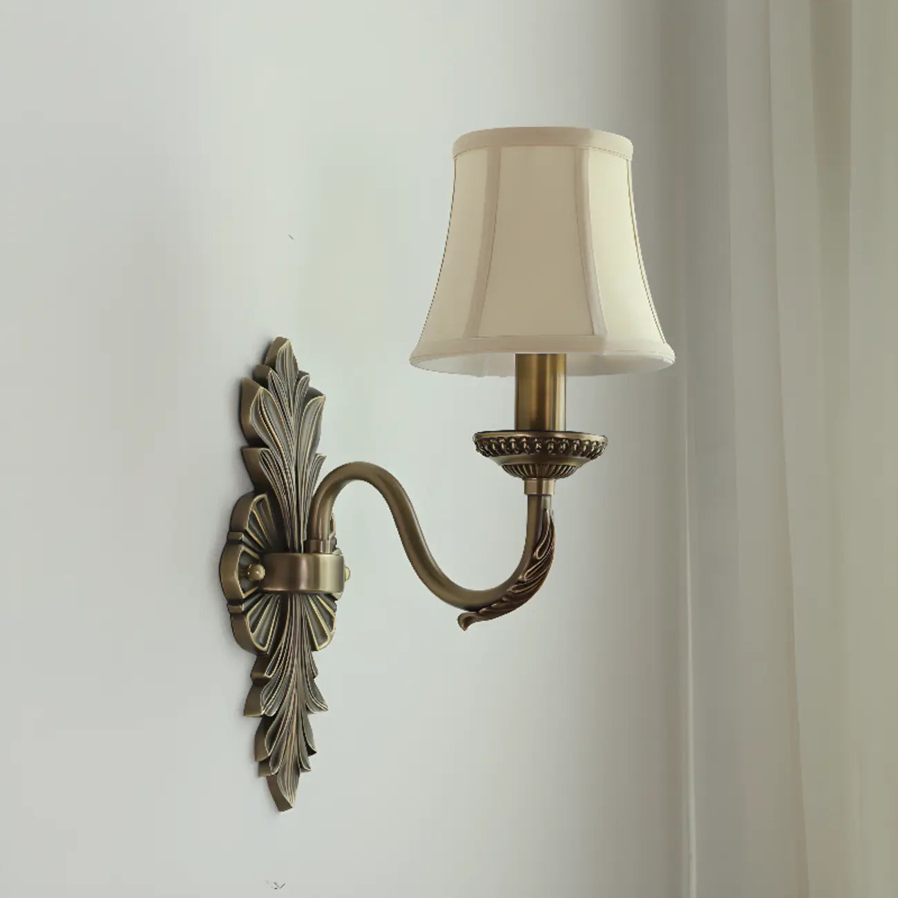 Applique murale candélabre en laiton beige vintage avec éclairage LED