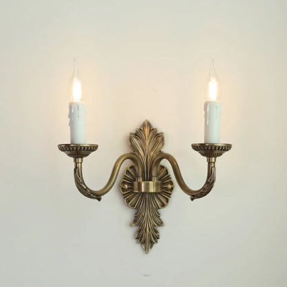 Applique murale candélabre en laiton beige vintage avec éclairage LED