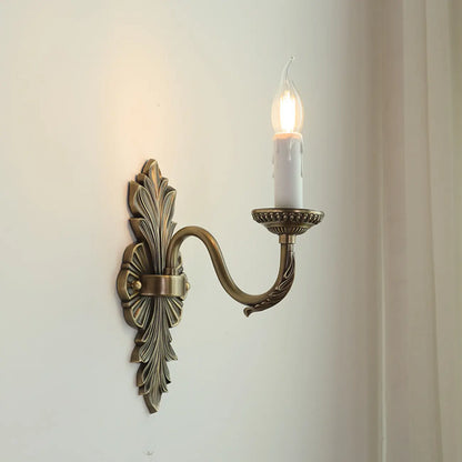 Applique murale candélabre en laiton beige vintage avec éclairage LED
