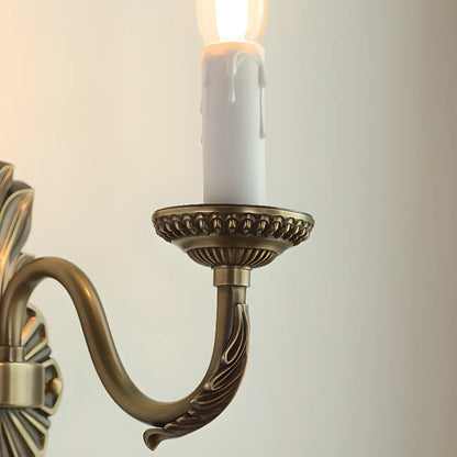 Applique murale candélabre en laiton beige vintage avec éclairage LED