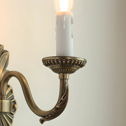 Applique murale candélabre en laiton beige vintage avec éclairage LED