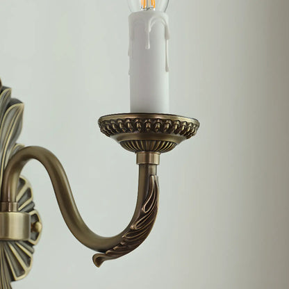 Applique murale candélabre en laiton beige vintage avec éclairage LED