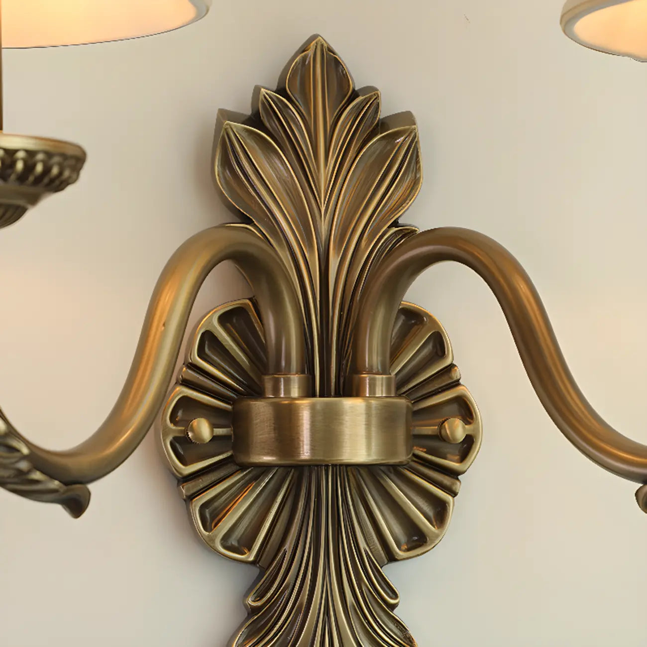 Applique murale candélabre en laiton beige vintage avec éclairage LED